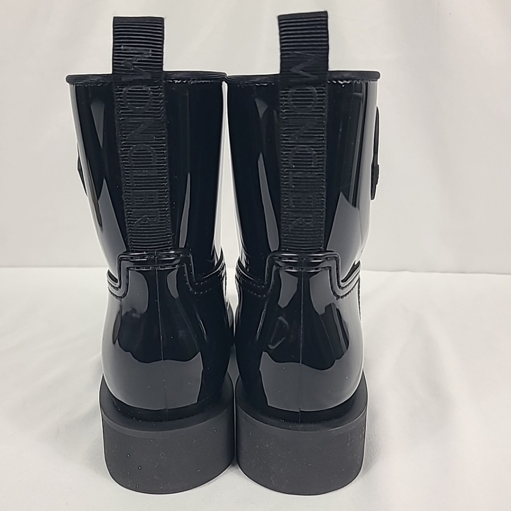 NEW Moncler Ginett Logo-Appliqurd Glossed Rubber Rainboots Black Sz 38, US 8 - Picture 5 of 10